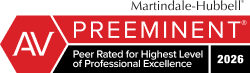 Martindale-Hubbell AV Preeminent, peer rated for highest level of professional excellence, 2026