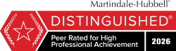 Martindale-Hubbell Distinguished, peer rated for high professional achievement, 2026
